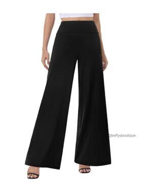 High Waist Wide Leg Palazzo Pants Stretchy Flowy Lounge Trousers